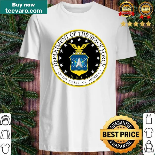 Shirt featuring a bold graphic representing Space Force and space exploration