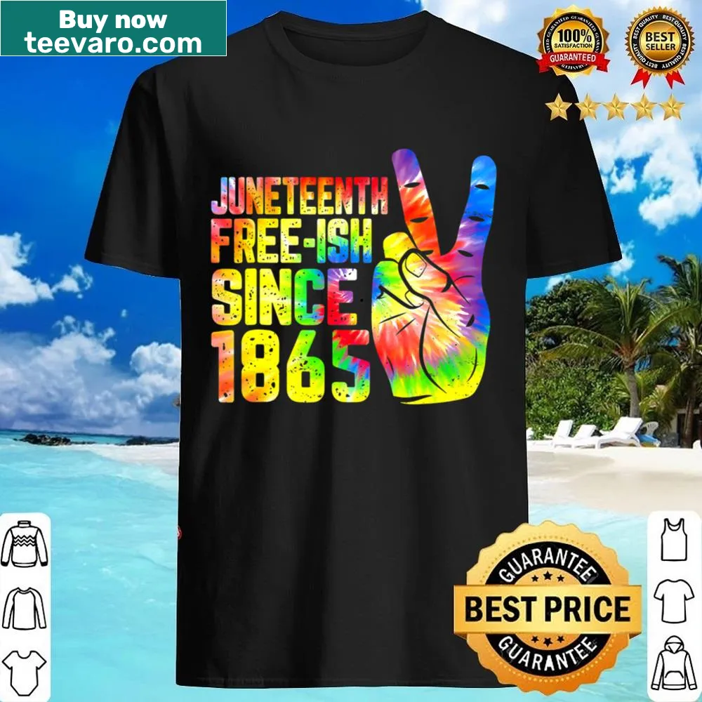 Tie-dye shirt commemorating Juneteenth with bold text