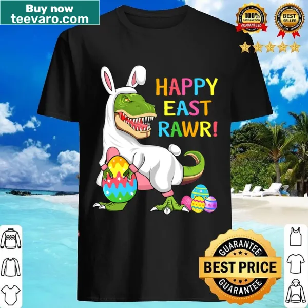 Funny Easter shirt with T-Rex and 'Happy Eastrawr' text