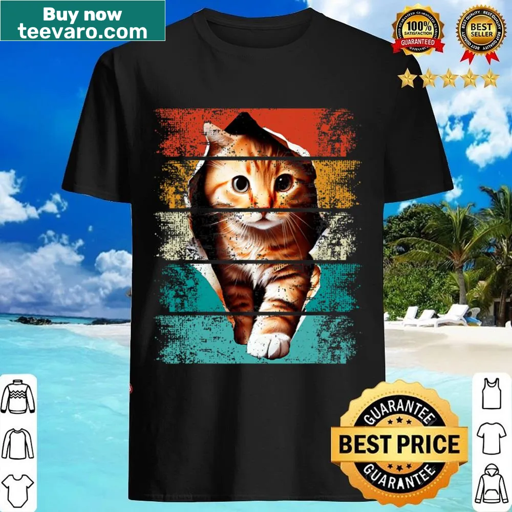 Distressed Cat Dad shirt with a playful kitten graphic.