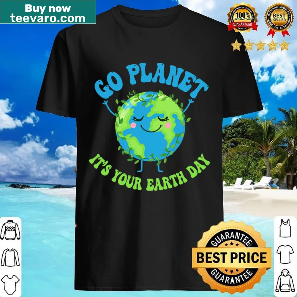 Funny Earth Day shirt for kids with 'Go Planet' text
