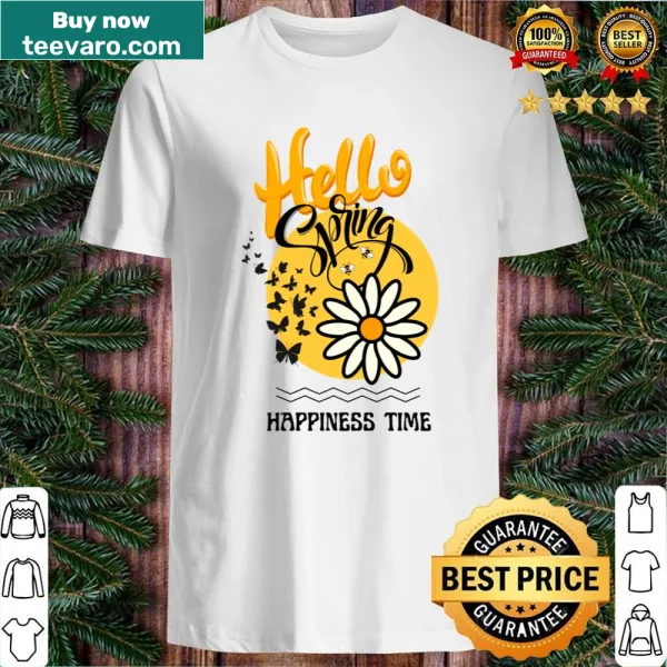 Whimsical spring-themed T-shirt with cheerful design