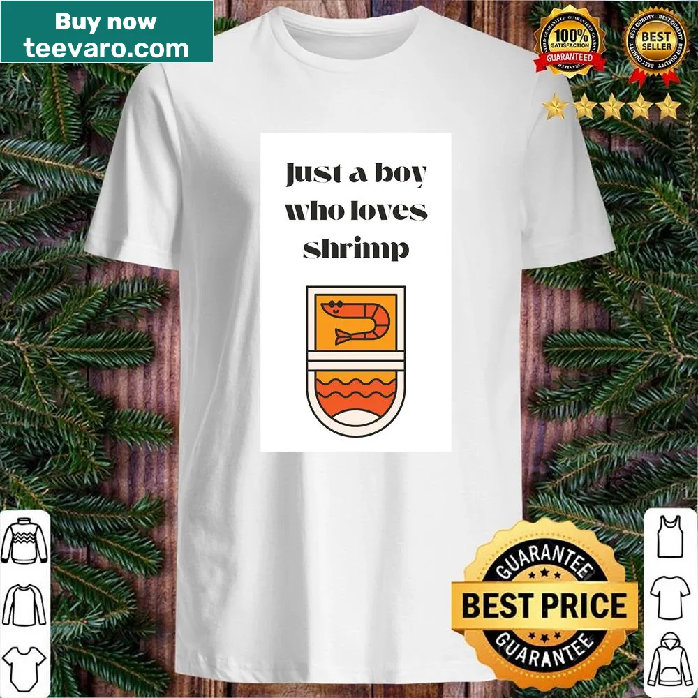 Cartoon shrimp graphic shirt for boys who love shrimp