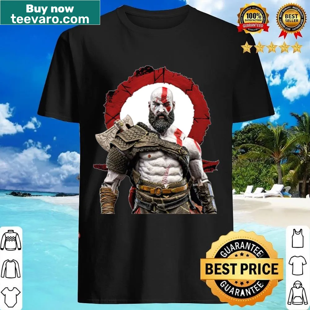 Illustration of Kratos from God Of War in action on a shirt