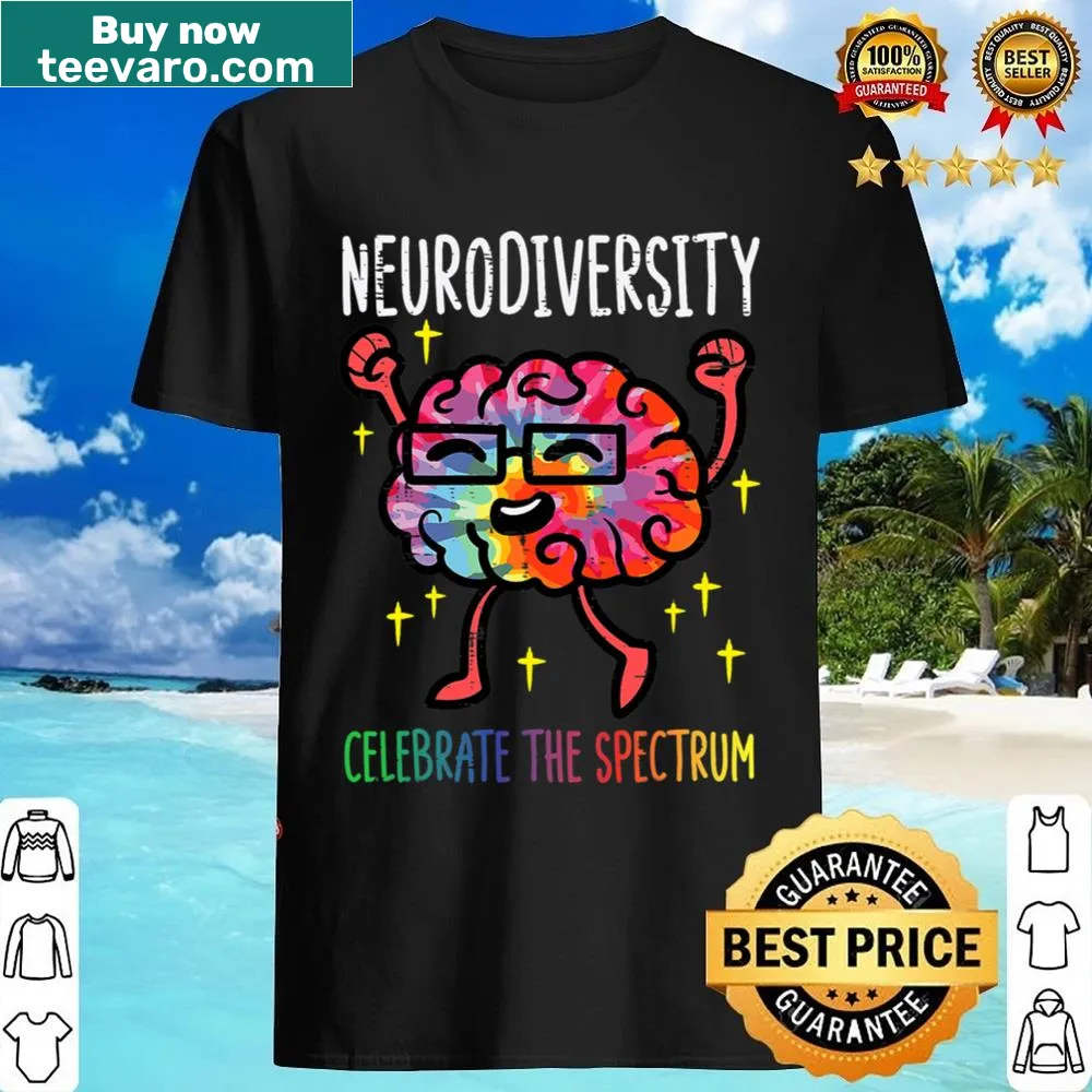 Brain graphic with autism awareness text on men's shirt