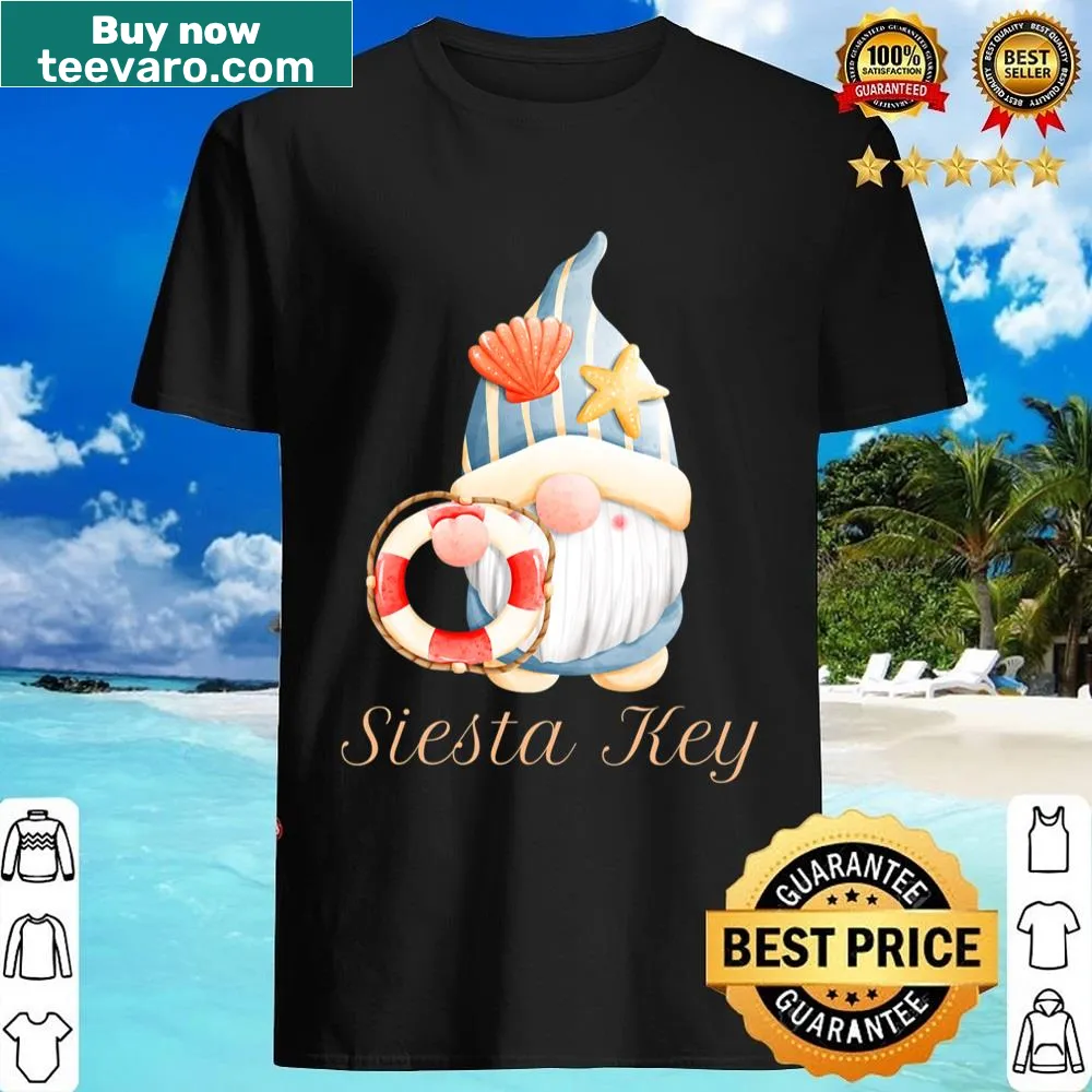 Beach-themed shirt featuring a gnome in Siesta Key
