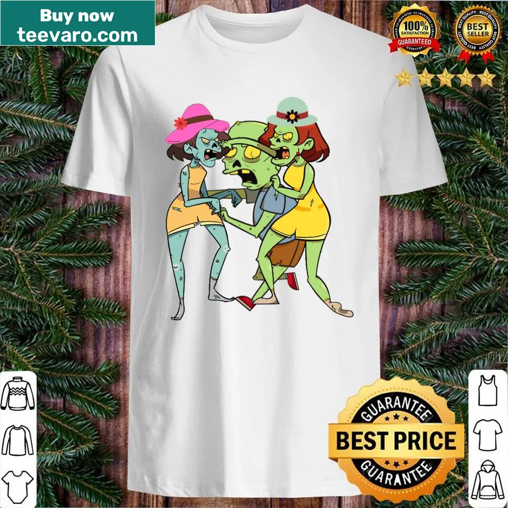 Funny cartoon of a cheating zombie boyfriend on a T-shirt