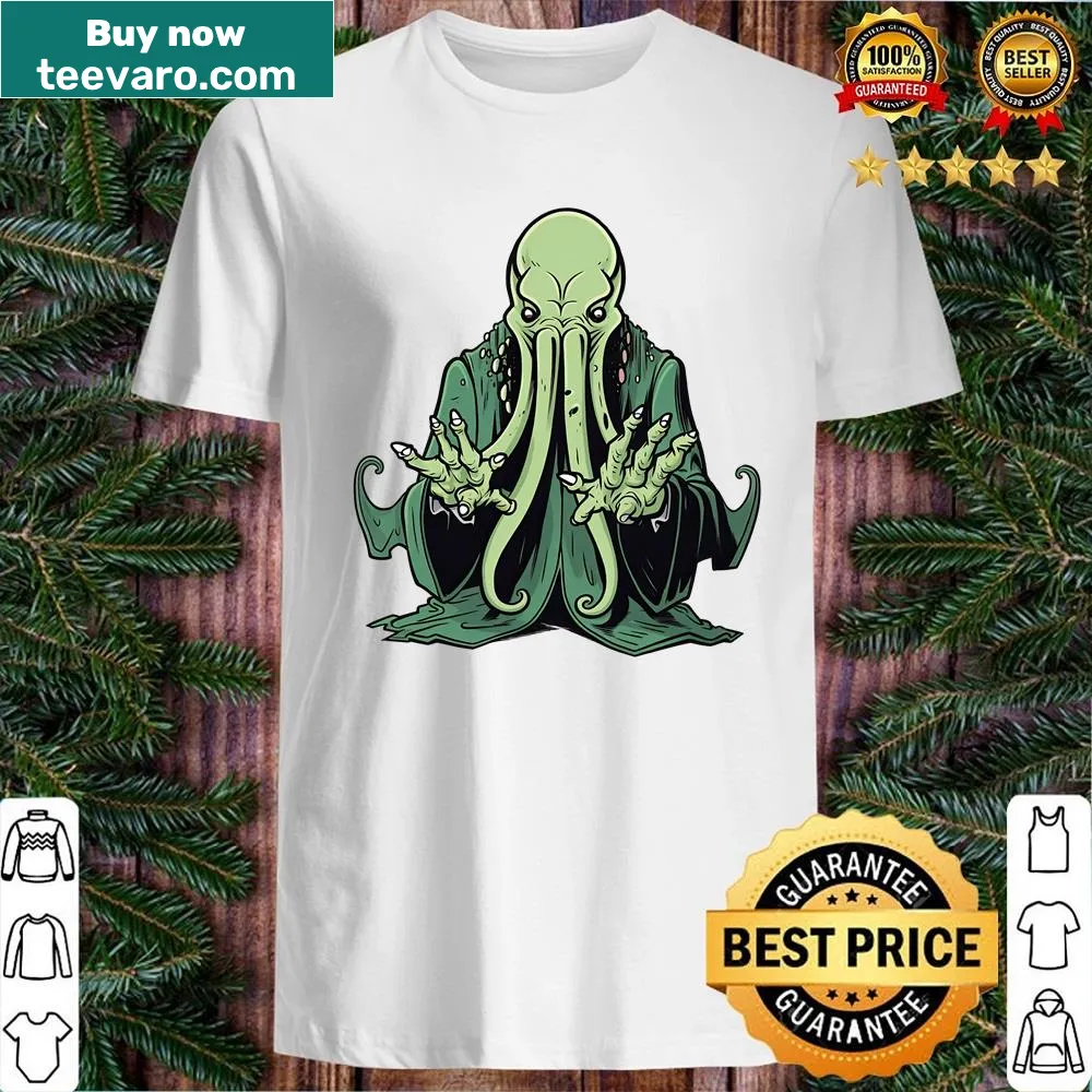 Cartoon illustration of Cthulhu on a T-shirt for fantasy fans
