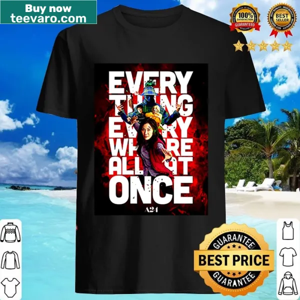 T-shirt with the phrase 'Everything Everywhere All At Once' in a creative design.