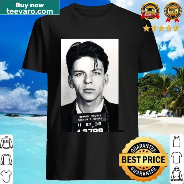 Vintage-style shirt featuring Frank Sinatra's mugshot.