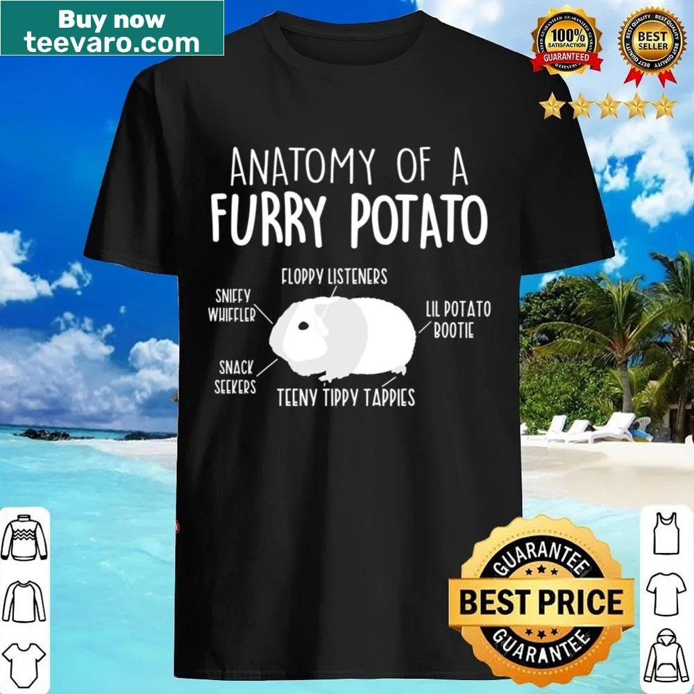 Whimsical illustration of guinea pig anatomy on a shirt