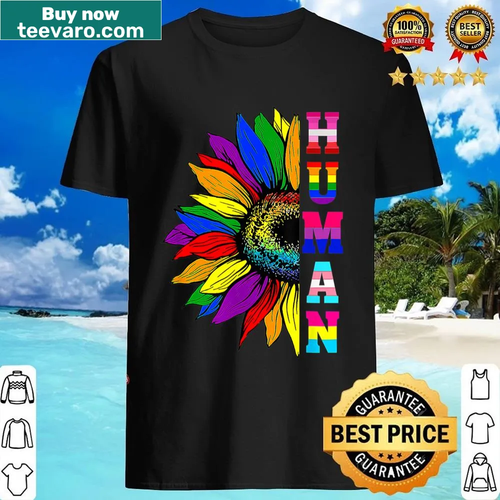Sunflower and LGBT flag graphic on a pride shirt