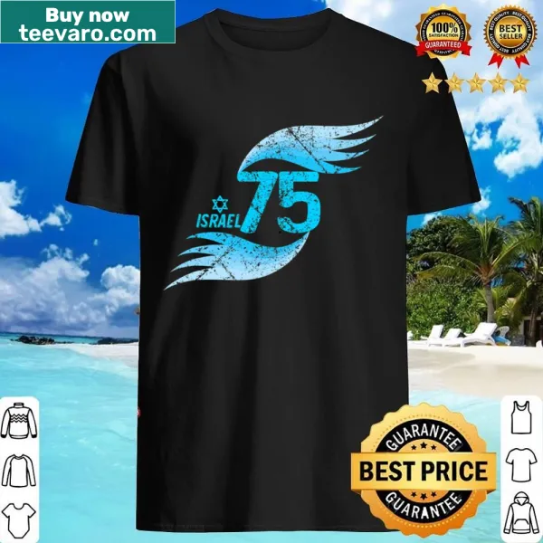 Shirt celebrating Israel's 75th birthday with bold text