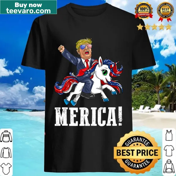 Whimsical shirt with a unicorn wearing sunglasses and American flag
