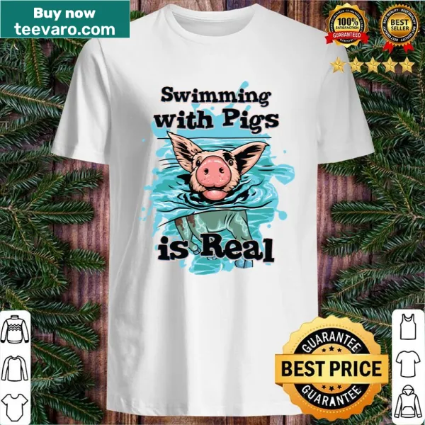 Whimsical shirt about swimming with pigs