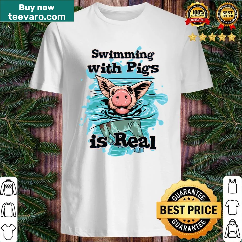 Whimsical shirt about swimming with pigs