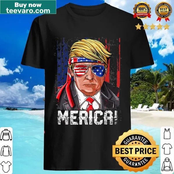 Vintage-style shirt with American flag and Trump theme for July 4th