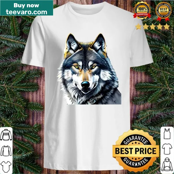 Watercolor graphic shirt featuring a majestic wolf