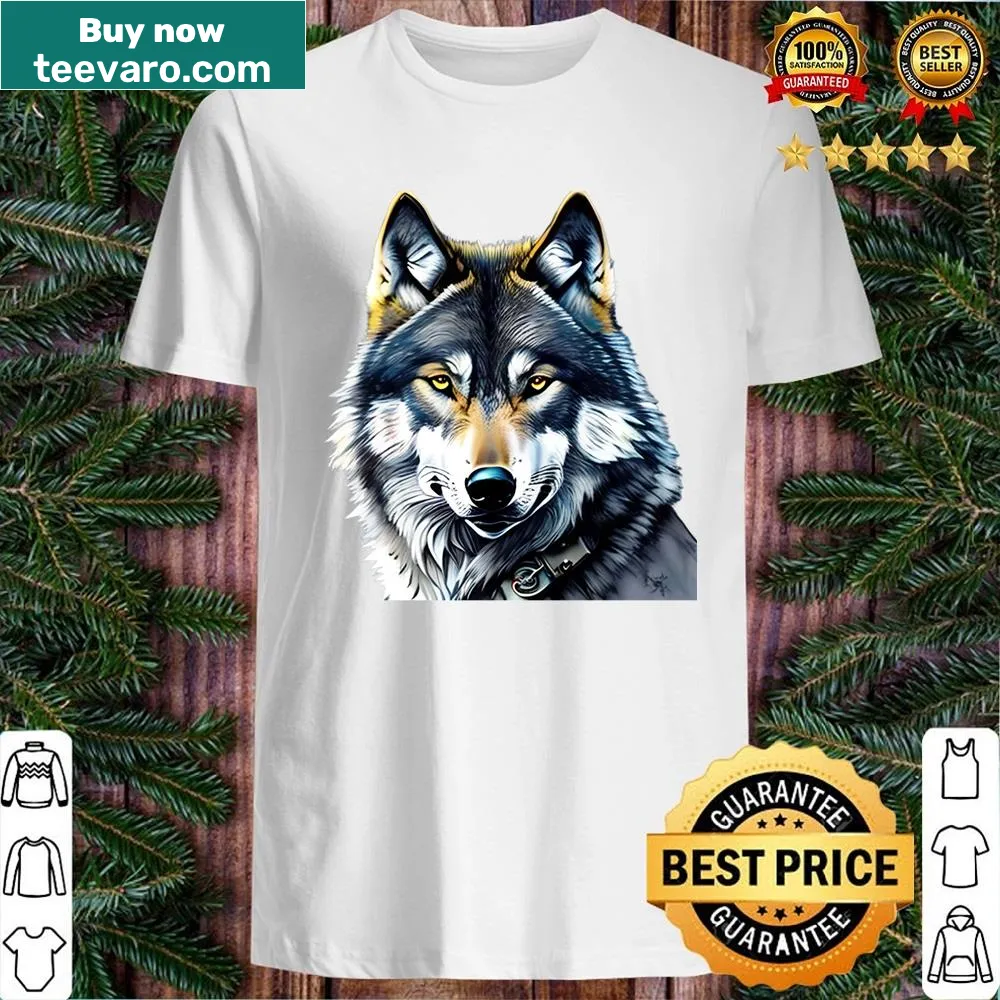 Watercolor graphic shirt featuring a majestic wolf