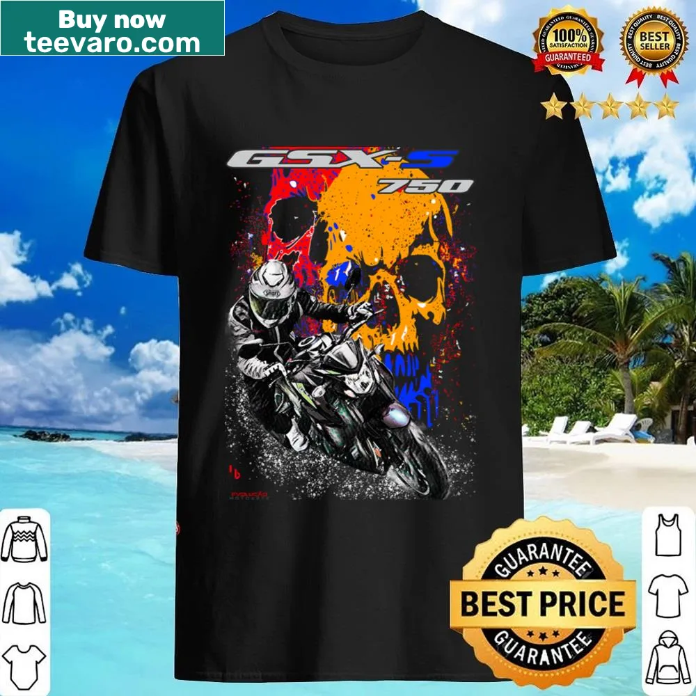 Skull design motorcycle shirt with vintage-distressed style