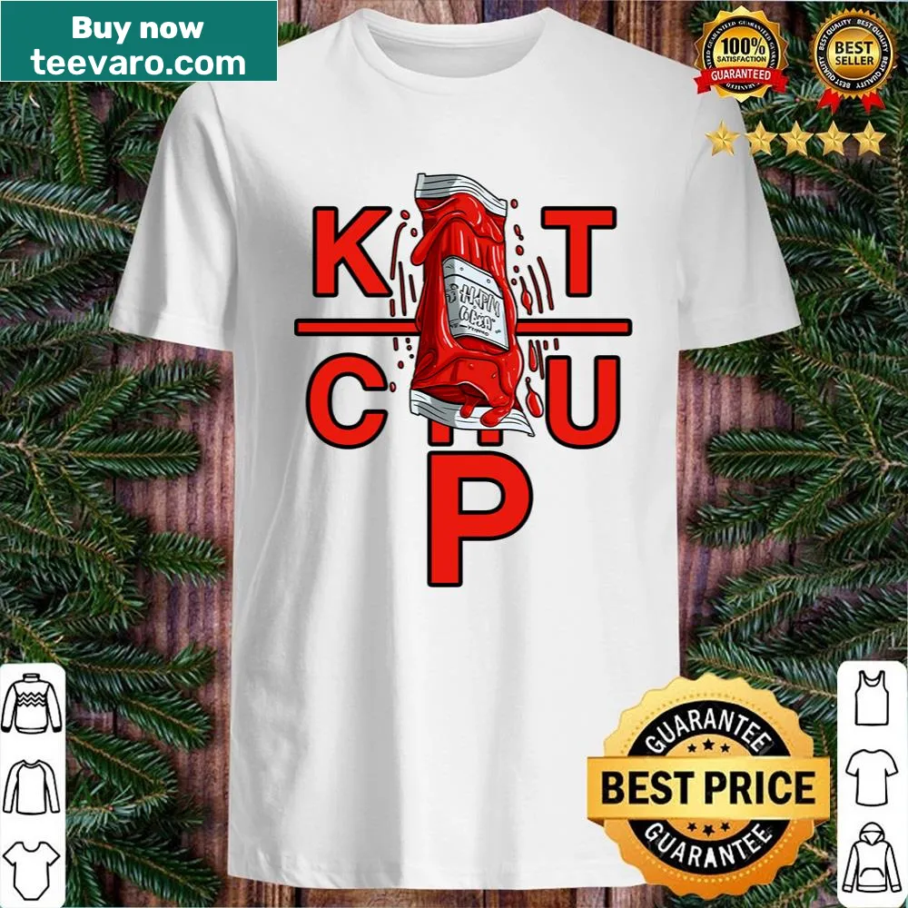 Playful shirt featuring cartoon ketchup design