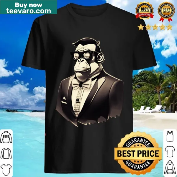 Cartoon refined monkey graphic on a funny animal character shirt