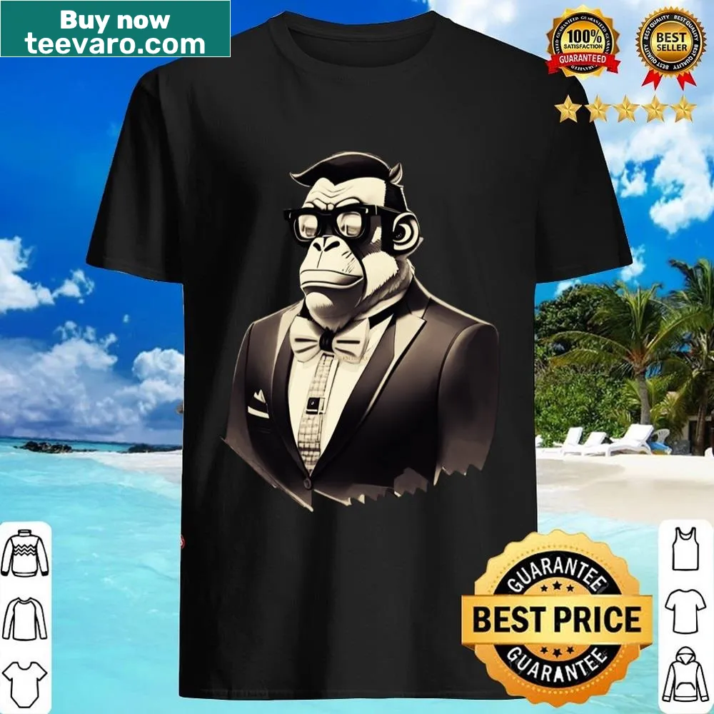 Cartoon refined monkey graphic on a funny animal character shirt