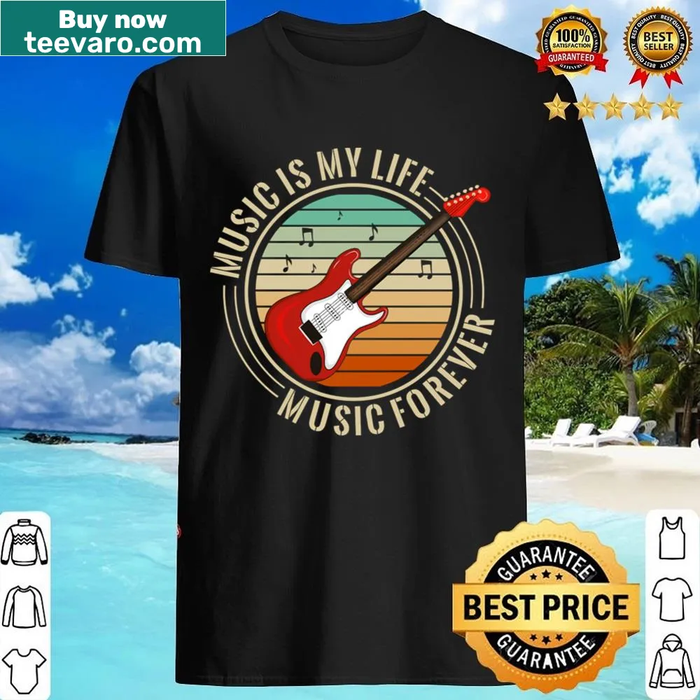 Typography T-shirt stating Music Is My Life, celebrating passion for music