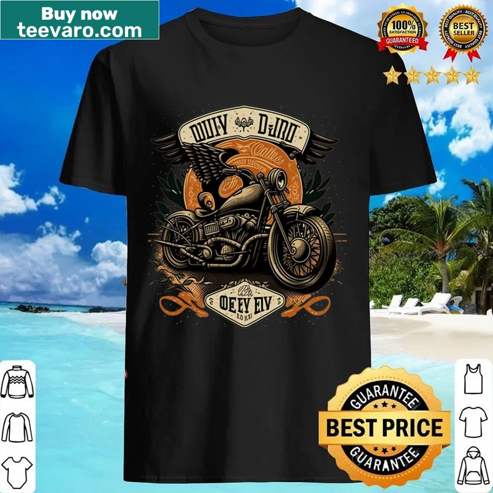 Vintage distressed biker shirt with motorcycle graphics