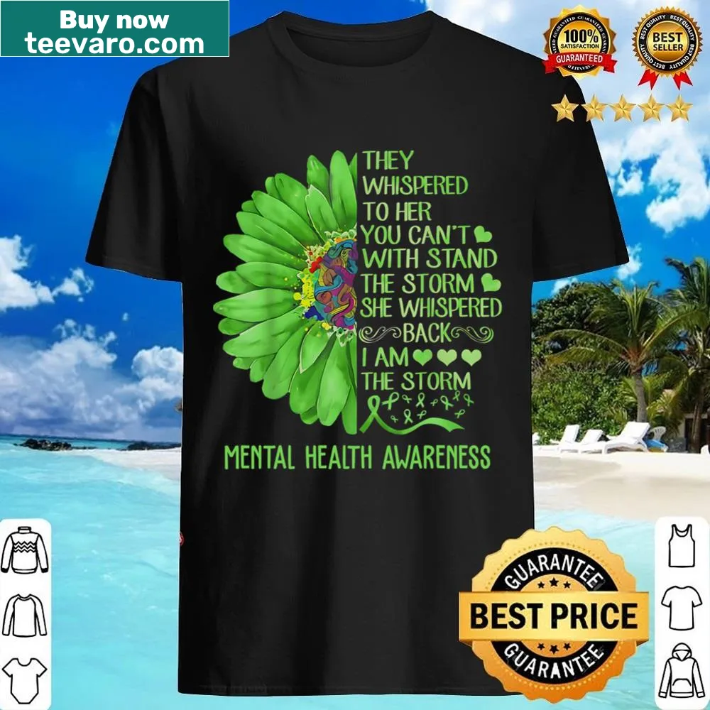 Sunflower graphic with text 'I Am The Storm' promoting mental health awareness.