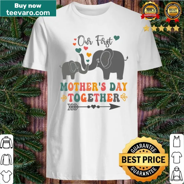 Elephant design celebrating a first Mother's Day on a t-shirt.