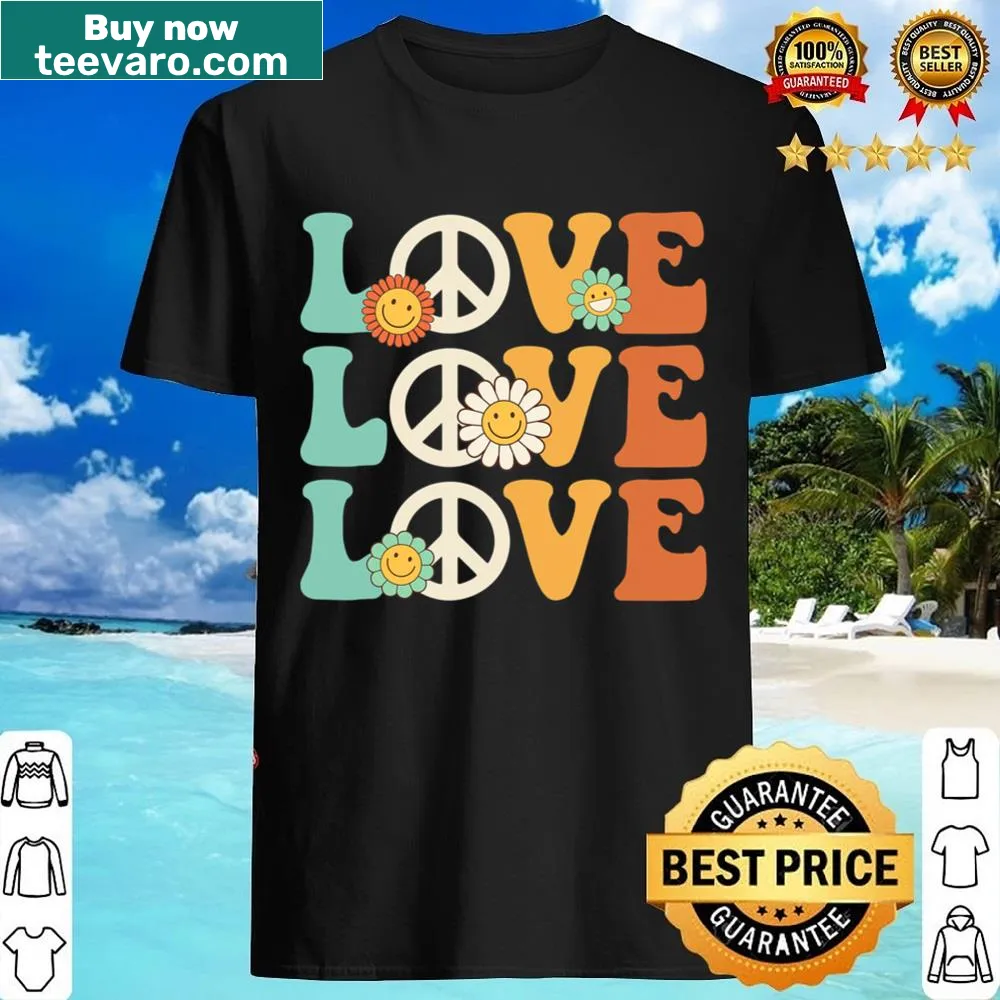 Vintage floral peace sign graphic on t-shirt