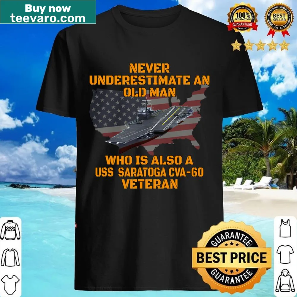 Illustrative shirt depicting the Aircraft Carrier Saratoga CVA-60 for veterans.