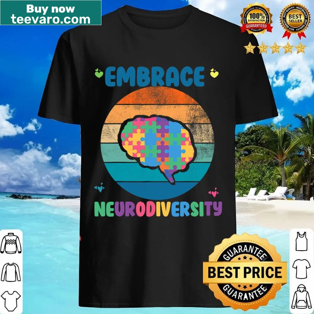 Vintage shirt promoting neurodiversity and autism awareness with thoughtful text.