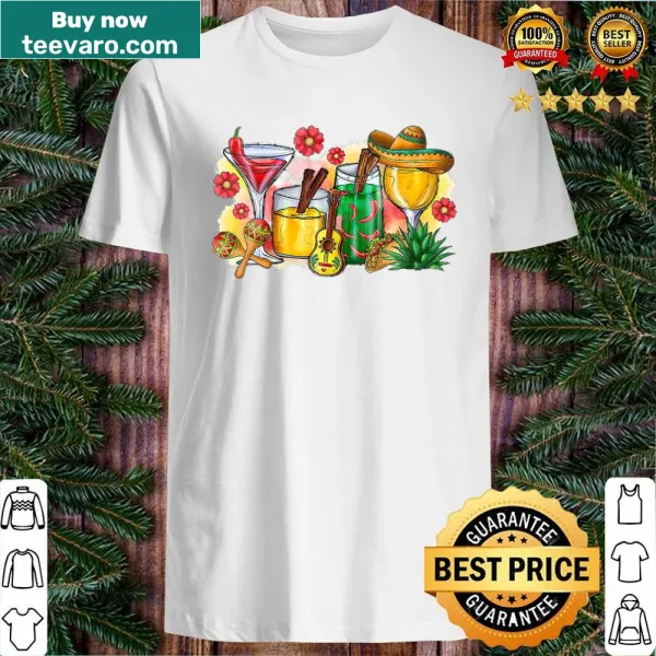 Illustrated shirt with wine glasses for Cinco de Mayo