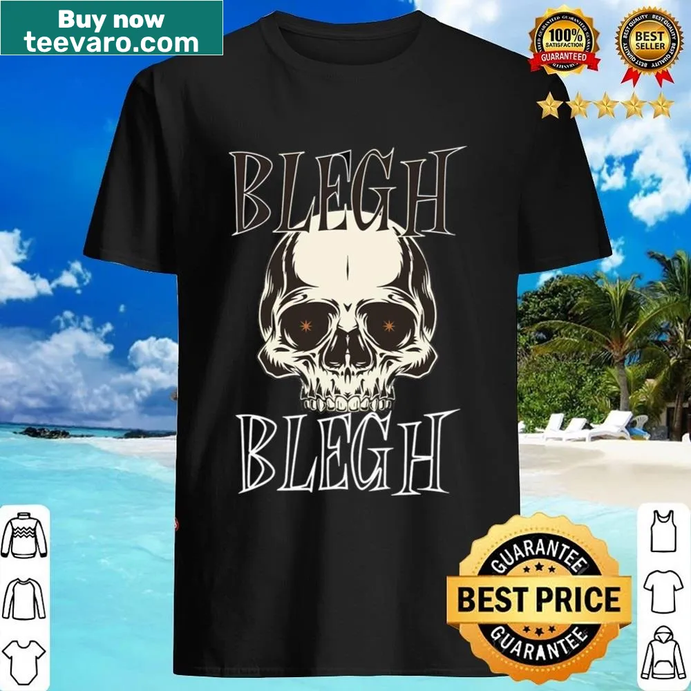 Typographic shirt displaying the word 'Blegh' in a playful style