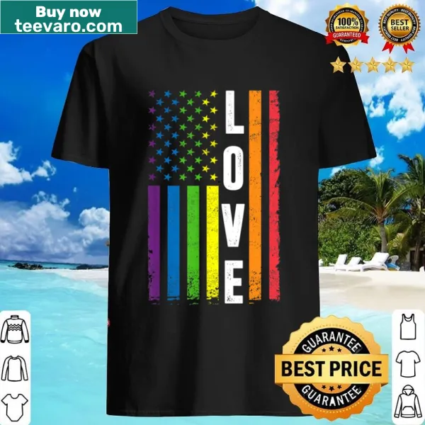 Rainbow flag gay love graphic on shirt for men
