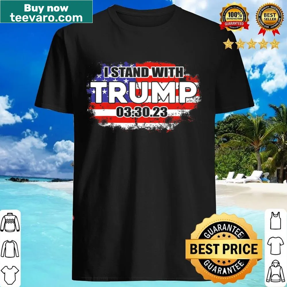 Graphic shirt with 'I Stand With Trump' text and American flag design