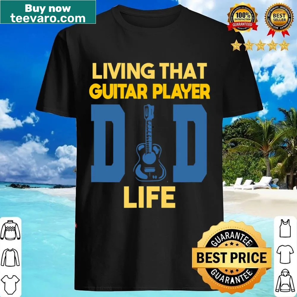 Guitar Player Dad Life shirt with playful typography
