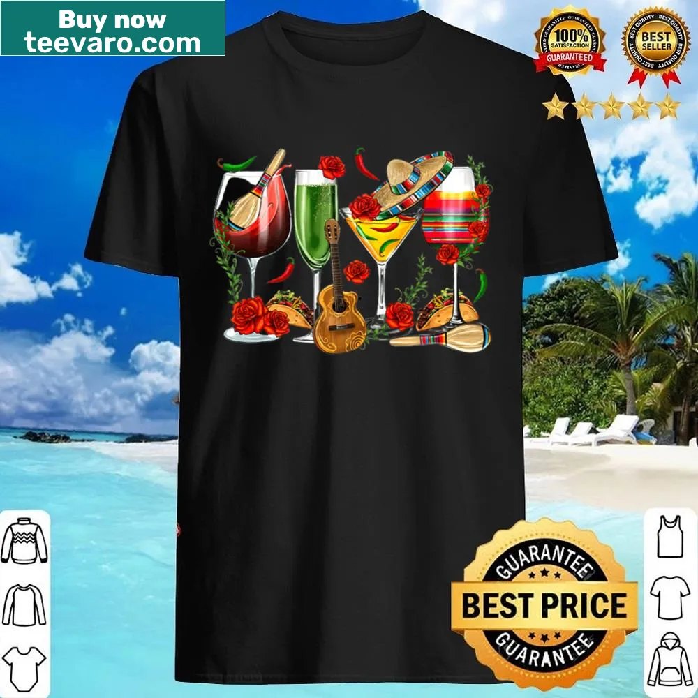Cinco de Mayo shirt celebrating wine and tequila with festive graphics