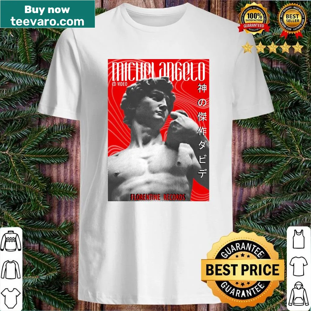 T-shirt featuring the Michelangelo album cover in a bold design