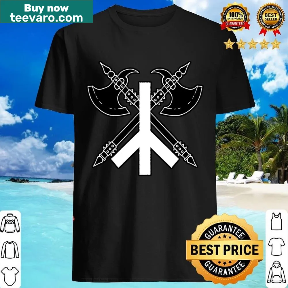 Illustration of a guitar shaped like an axe on a shirt