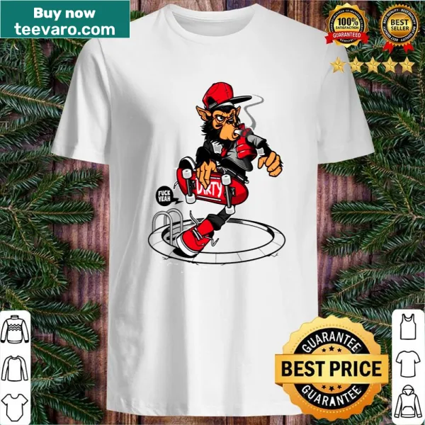 T-shirt featuring playful primate graphics on skateboards