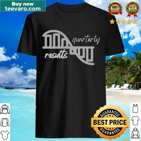 Minimalist typography shirt featuring 'Quarterly Results' text