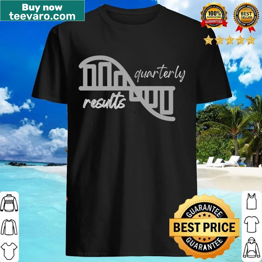 Minimalist typography shirt featuring 'Quarterly Results' text