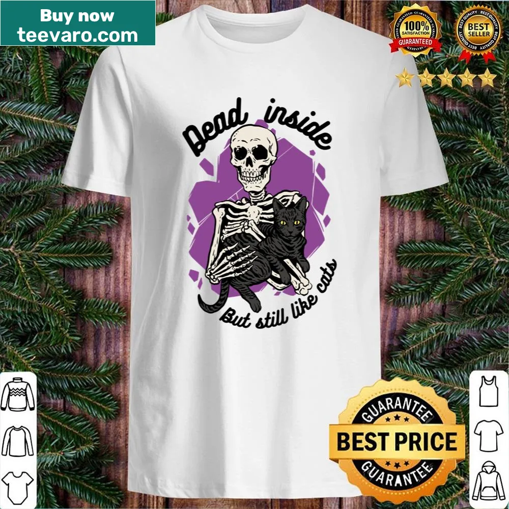 Gothic tee with a skeleton hugging a cat illustration