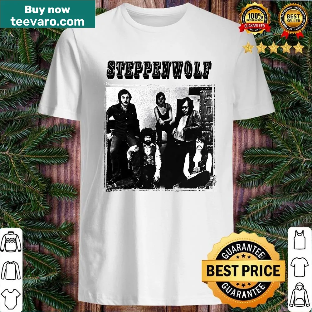 Vintage-style Steppenwolf band shirt with classic rock imagery