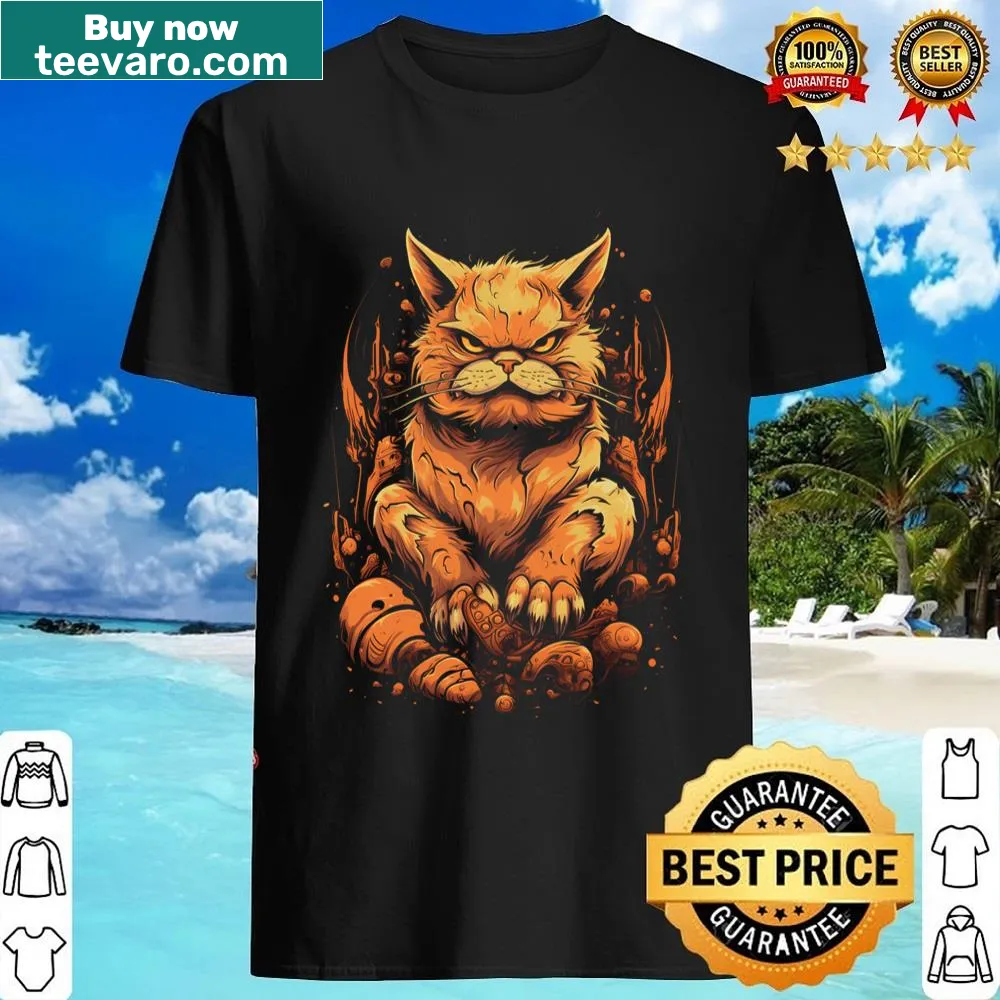 Cartoon-style Morgan the Cat in hip hop aesthetics on a shirt