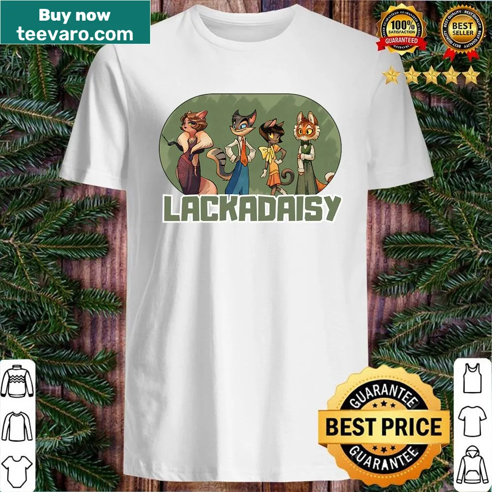Cartoon-style shirt featuring characters from Lackadaisy