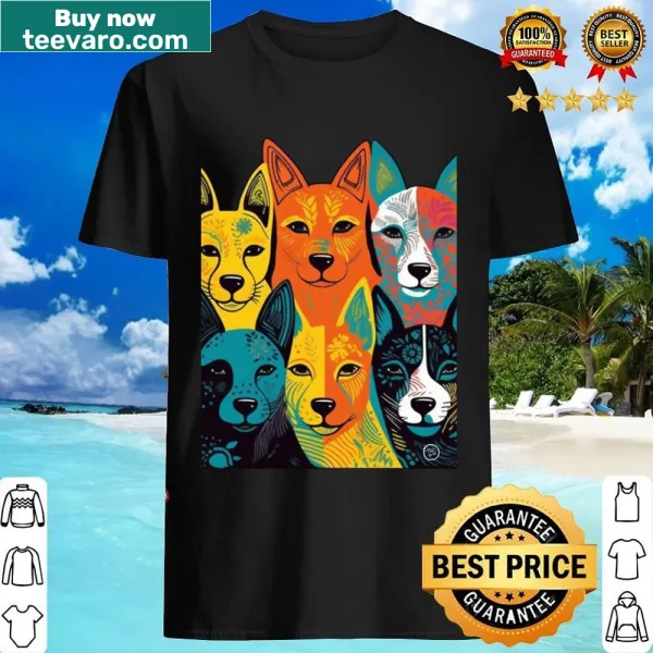 Illustration of earthenware dogs on a casual shirt